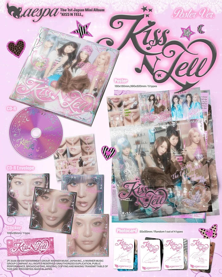 [PREORDER] aespa Japan 1st mini album KISS N TELL [Poster ver]