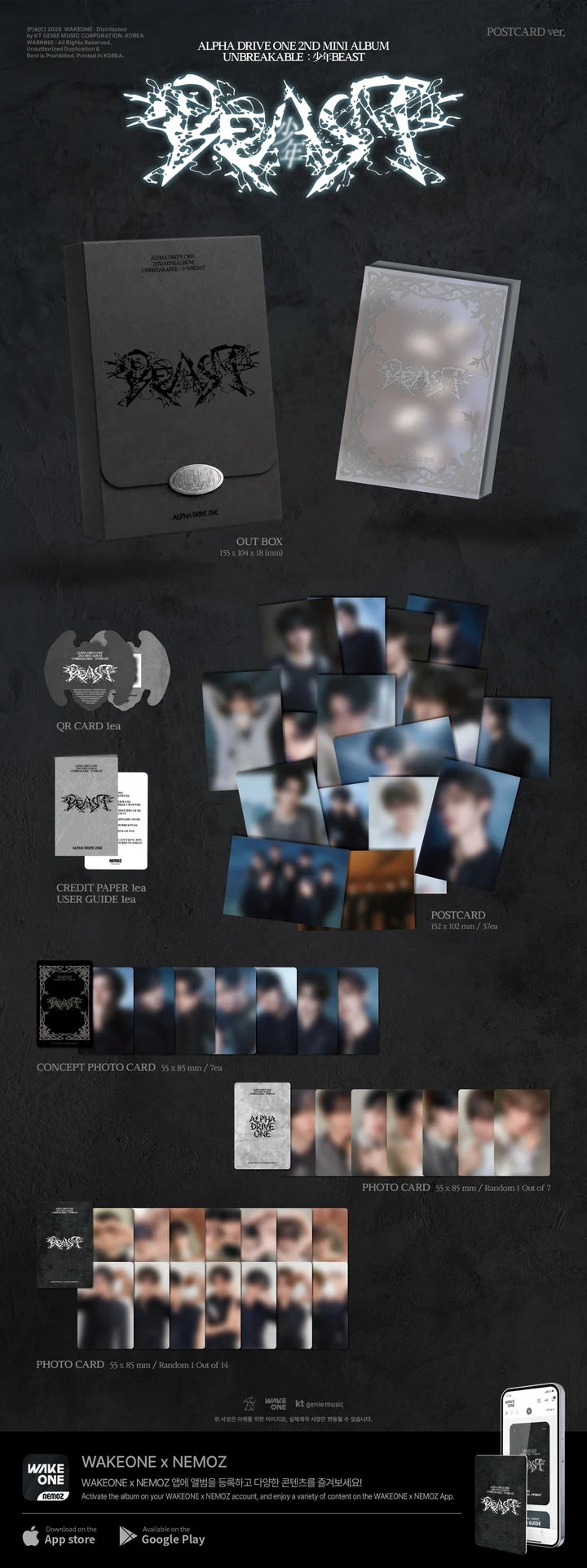 ALPHA DRIVE ONE  2nd Mini Album UNBREAKABLE : 少年BEAST [POSTCARD ver]