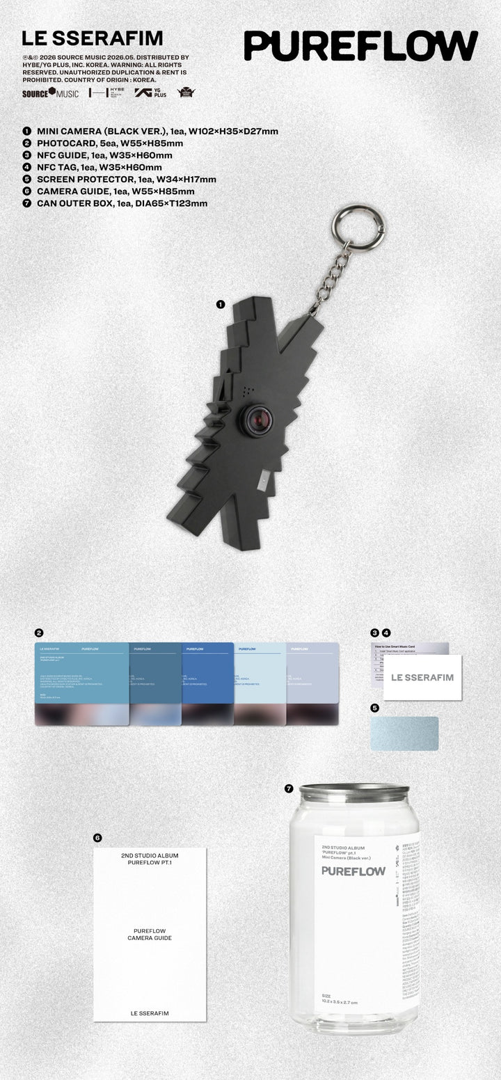 LE SSERAFIM 2nd Studio Album PUREFLOW PT.1 [Mini Camera ver]