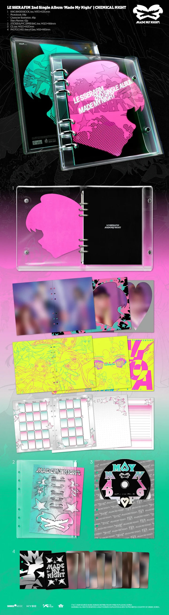 [PREORDER] LE SSERAFIM 2nd Single Album 'Made My Night' [CHEMICAL NIGHT ver]