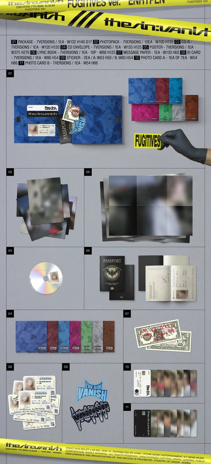 ENHYPEN 7th mini album THE SIN : VANISH [FUGITIVES ver]