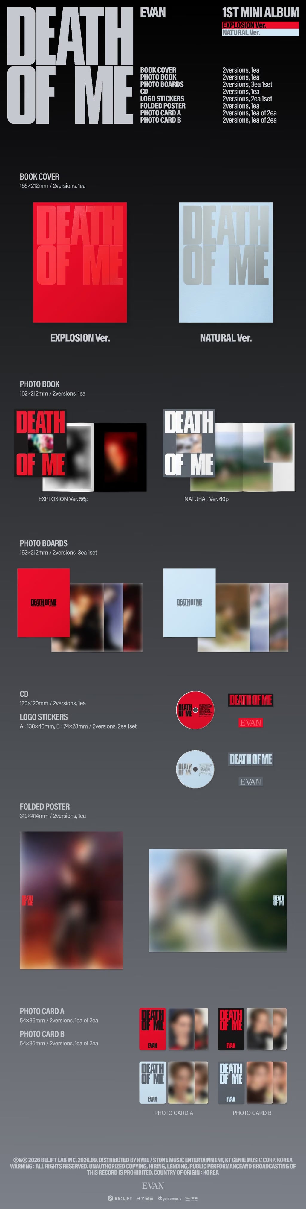 [PREORDER] EVAN 1st mini album DEATH OF ME