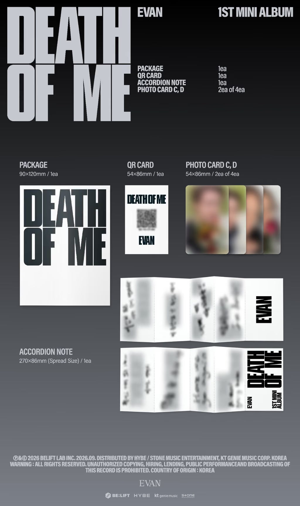 [PREORDER] EVAN 1st mini album DEATH OF ME [Weverse Albums ver]