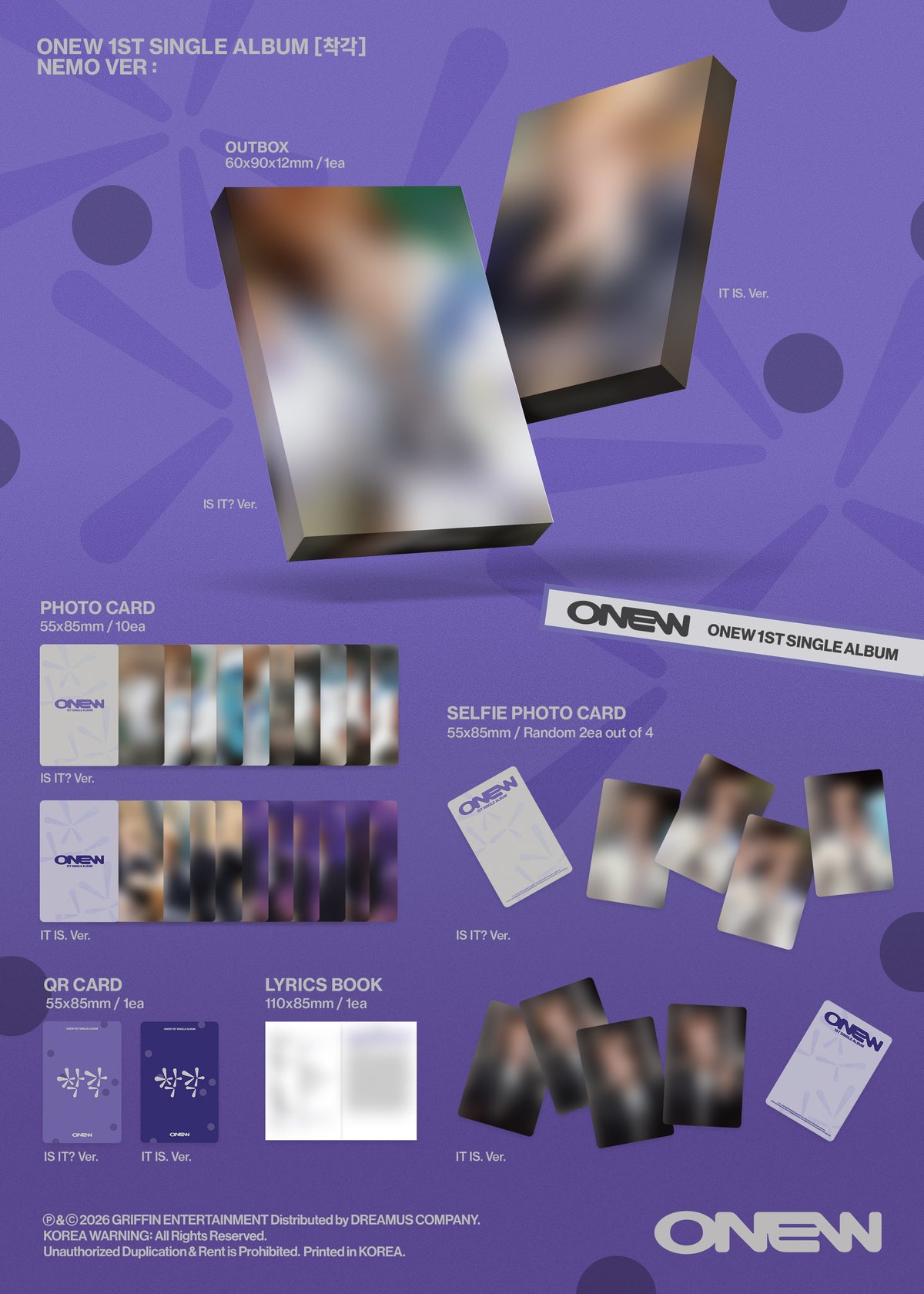 [PREORDER] ONEW (SHINEE) 1st Single Album 착각 [NEMO ver]