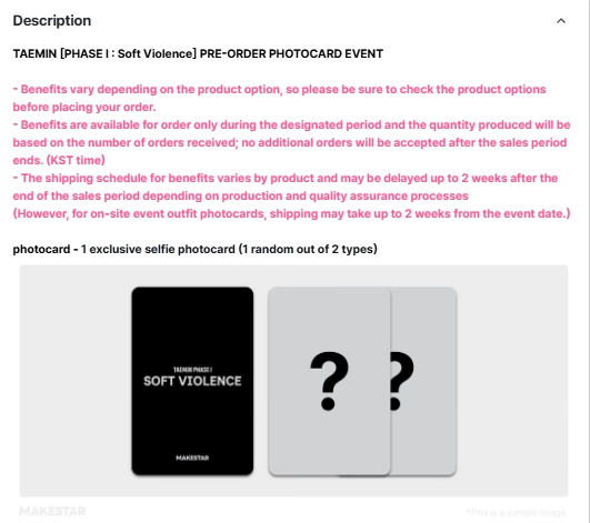 [PREORDER] TAEMIN Album PHASE I : Soft Violence POB Photocard
