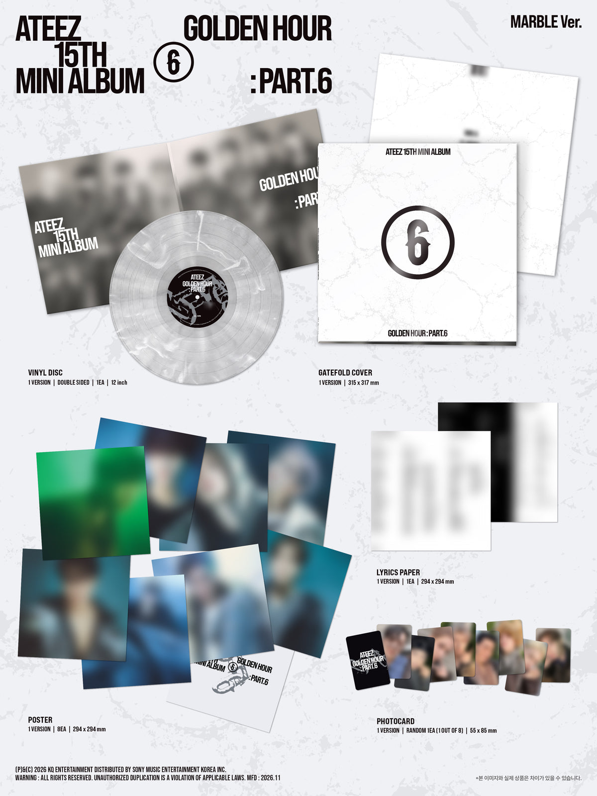 [PREORDER] ATEEZ 15th mini album GOLDEN HOUR : Part.6 [MARBLE / LP ver]