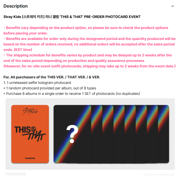 [PREORDER] Stray Kids mini album THIS & THAT MAKESTAR POB Photocard