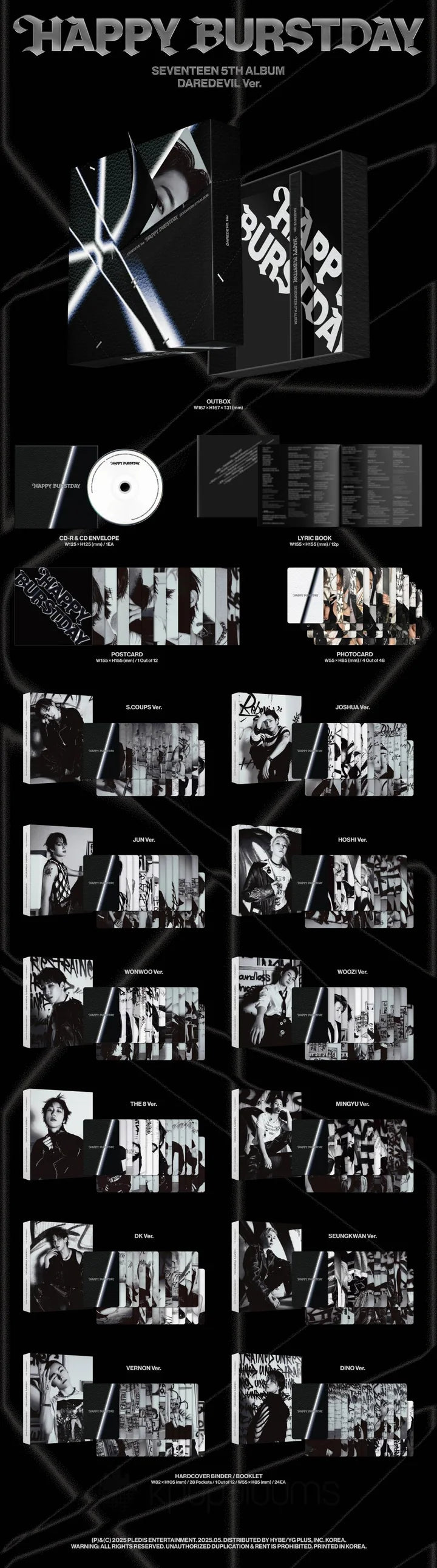 SEVENTEEN 5th Album HAPPY BURSTDAY [DAREDEVIL RANDOM Ver]
