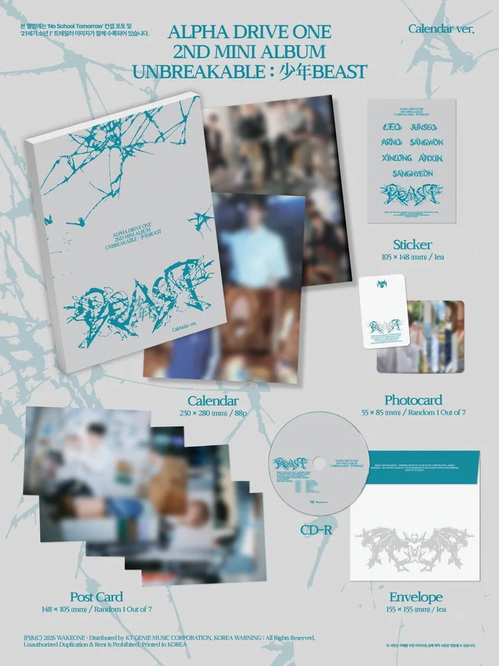 [PREORDER] ALPHA DRIVE ONE 2nd mini album UNBREAKABLE : 少年BEAST [CALENDARNEST ver]