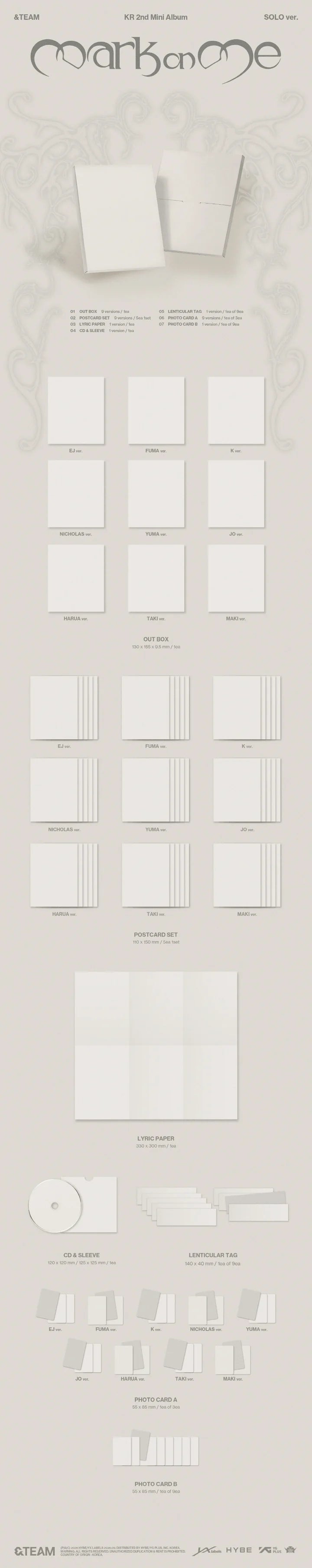 [PREORDER] &TEAM 2nd Mini Album Mark on Me [Solo ver]