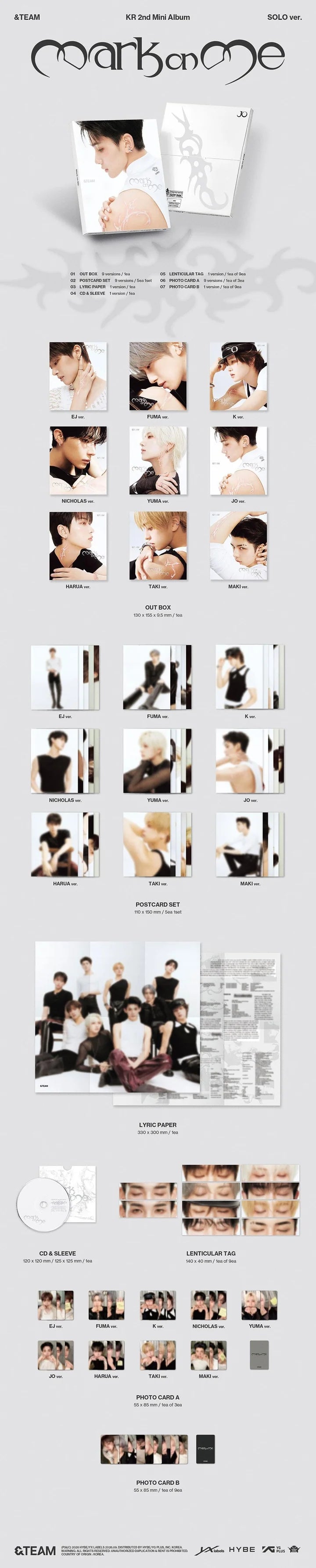 &TEAM 2nd Mini Album Mark on Me [Solo ver]