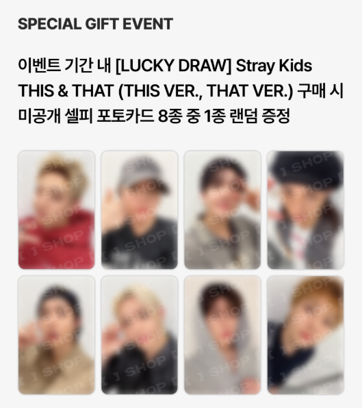 [PREORDER] Stray Kids THIS & THAT FANS SHOP Luckydraw Photocard